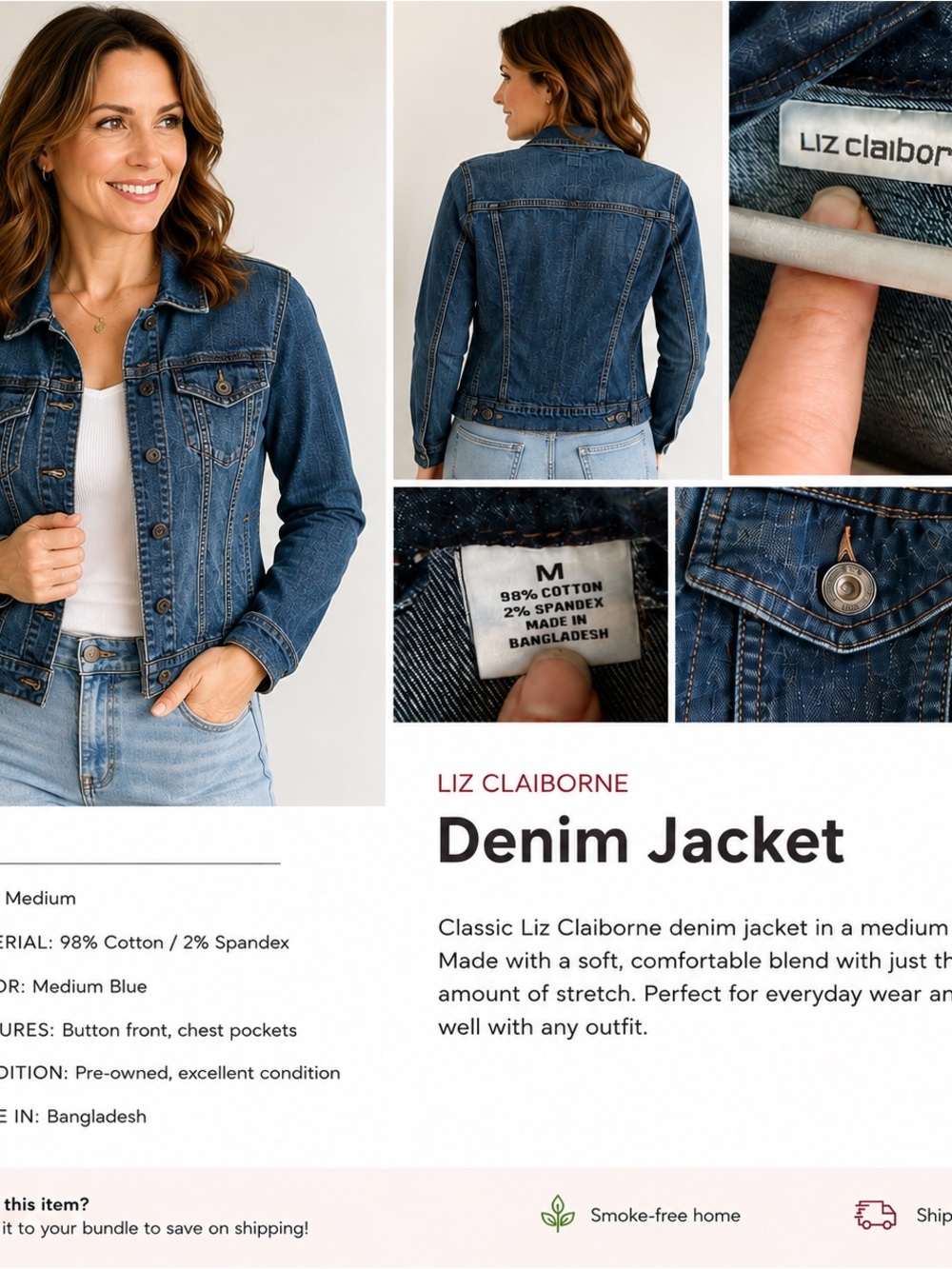 Liz Claiborne Classic Blue Denim Jacket